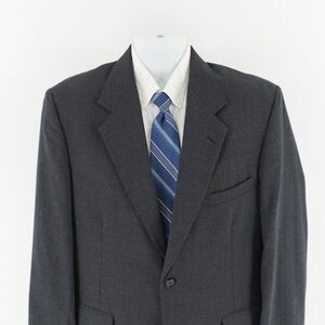 Tailors Row‎ Deansgate Worsted Wool Gray USA 2 Button Blazer Sport Coat 42L